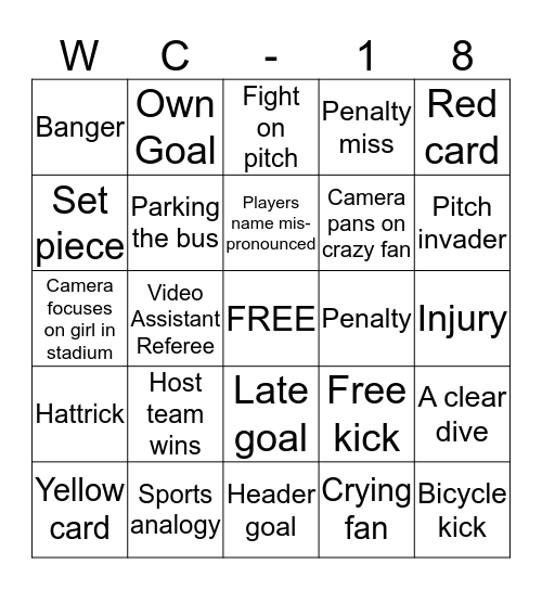 Russia 2018 Bingo Card