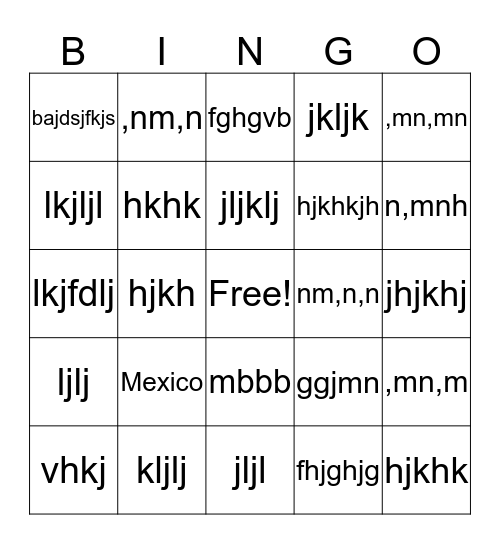 Mexico  Bingo Card