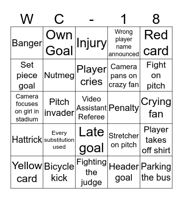 Football world cup bingo Card