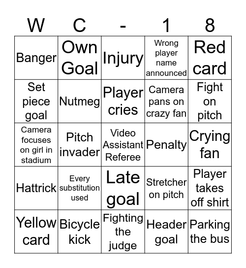 Football world cup bingo Card