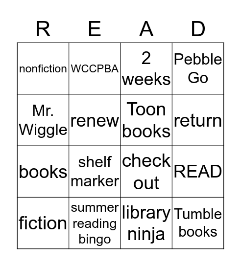 LIBRARY BINGO!!! Bingo Card