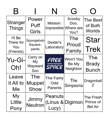 July TAB mtg / TV Theme Songs Bingo Card