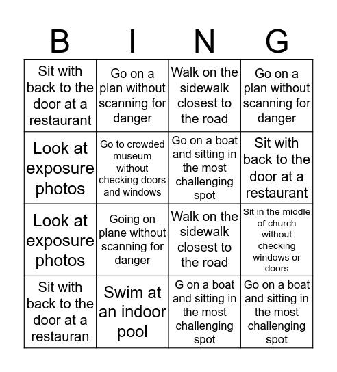 Exposure Bingo Card