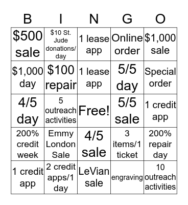 Summer BINGO Card