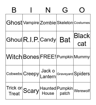Halloween Bingo Card