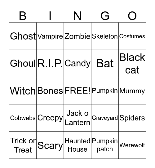 Halloween Bingo Card