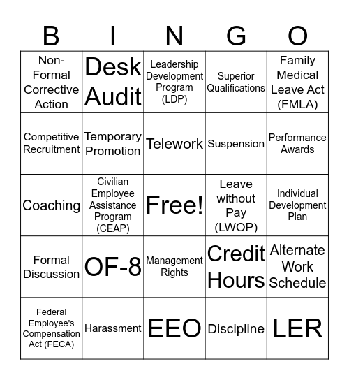 Basic HR for Supervisors Bingo Card