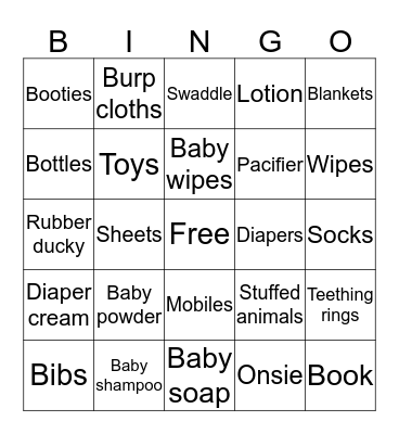 Baby Bingo Card