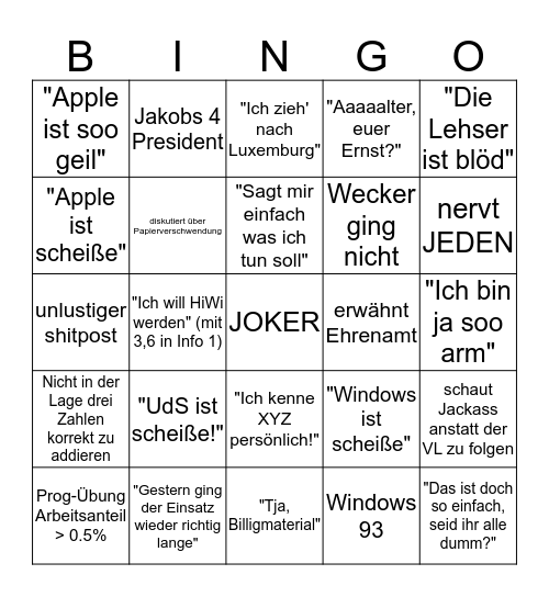 marvin bingo Card