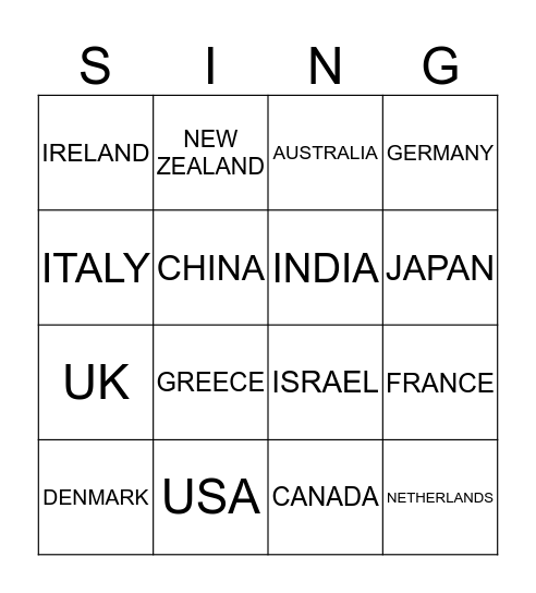 014 NATIONAL ANTHEMS  Bingo Card