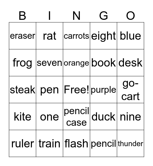 SM Vocabulary Review Units 0-4, Level 1 Bingo Card