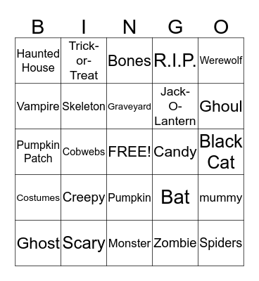Halloween Bingo Card