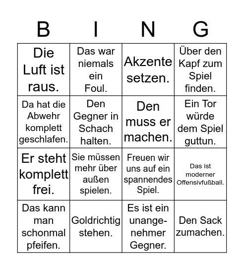 GER - SWE Bingo Card