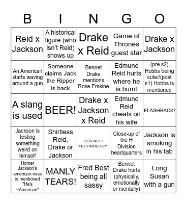 Ripper Street Bingo Card
