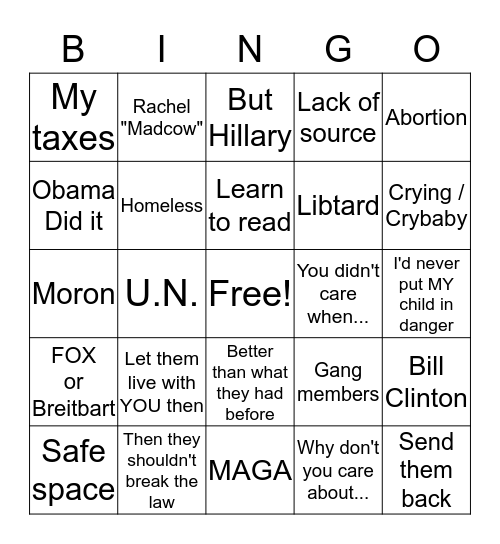 Border Bingo Card