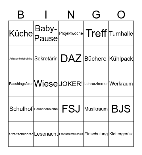 GRUNDSCHULE KEMELER HEIDE Bingo Card