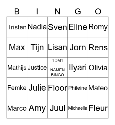 1 5M1 NAMEN BINGO Card