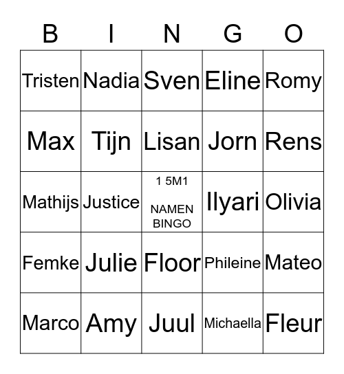 1 5M1 NAMEN BINGO Card