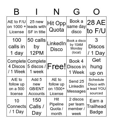 DISCO BINGO Card