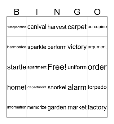 Wilson 8.2 Bingo Card