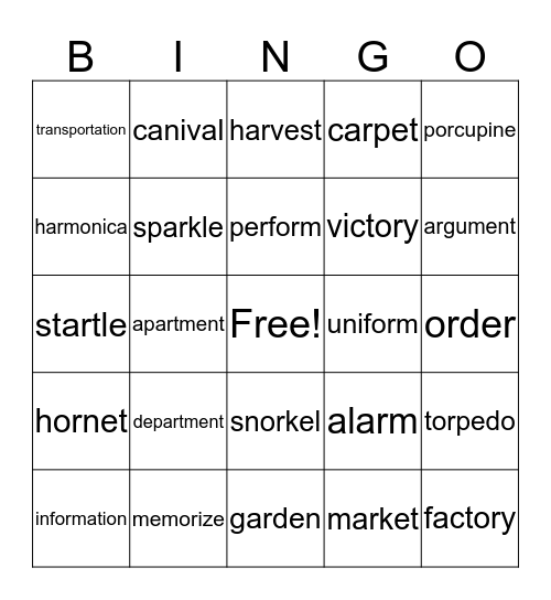 Wilson 8.2 Bingo Card