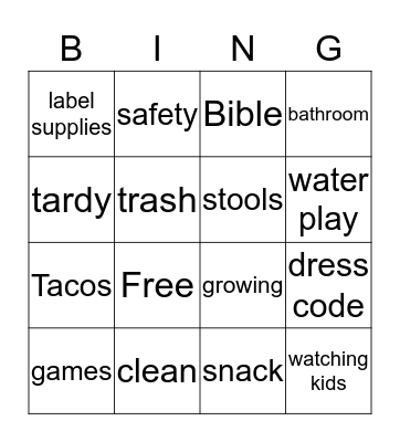 LOGCCC Staff Bingo Card