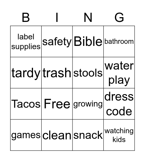 LOGCCC Staff Bingo Card