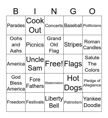 SPARKLER Bingo Card