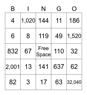Operations Bingo Card