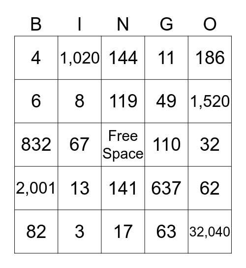 Operations Bingo Card