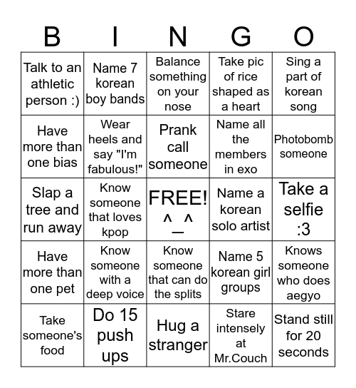 Awesome bingo :D Bingo Card