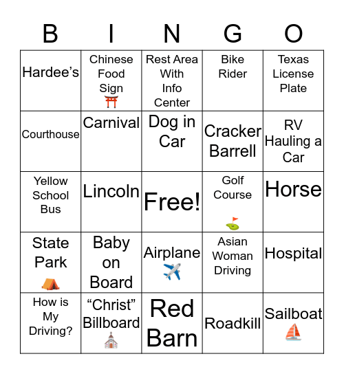 Kansas City to Danville Bingo Card