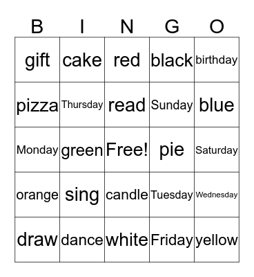 June 21, 2018 Bingo Card