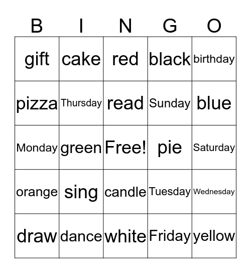 June 21, 2018 Bingo Card