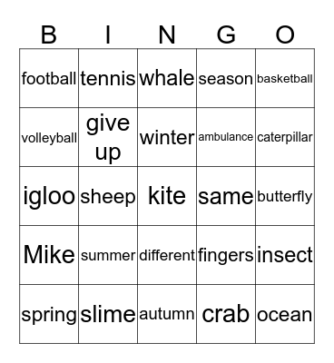 K Review 1 Bingo Card