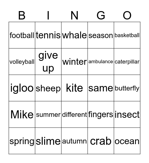 K Review 1 Bingo Card