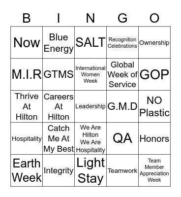 Thrive Fun Day  Bingo Card