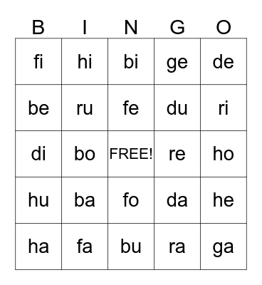 Phonics Blends Bingo Card