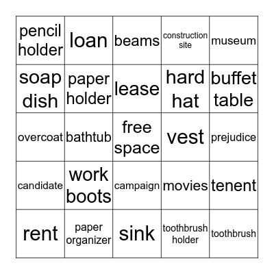 Crossroads Cafe' Bingo Card