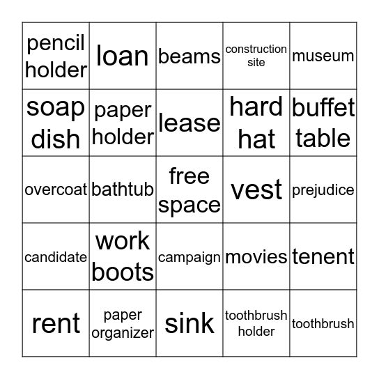 Crossroads Cafe' Bingo Card