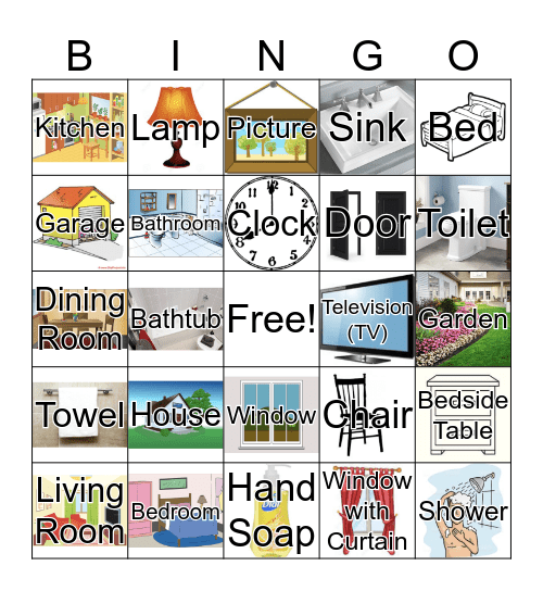 Rooms and Objects in a House Bingo Card