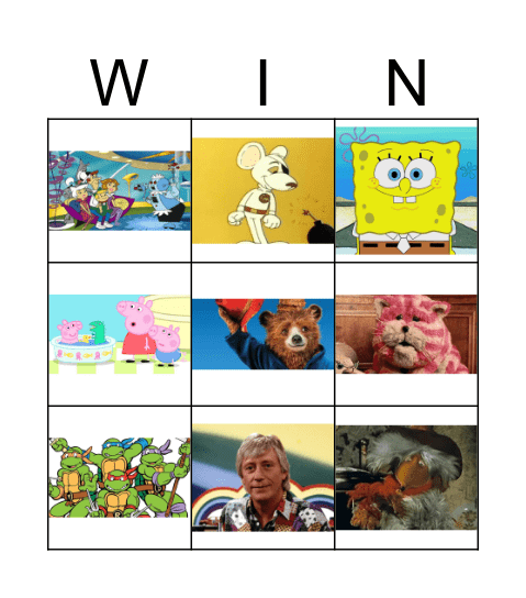 Childrens' TV Bingo Card