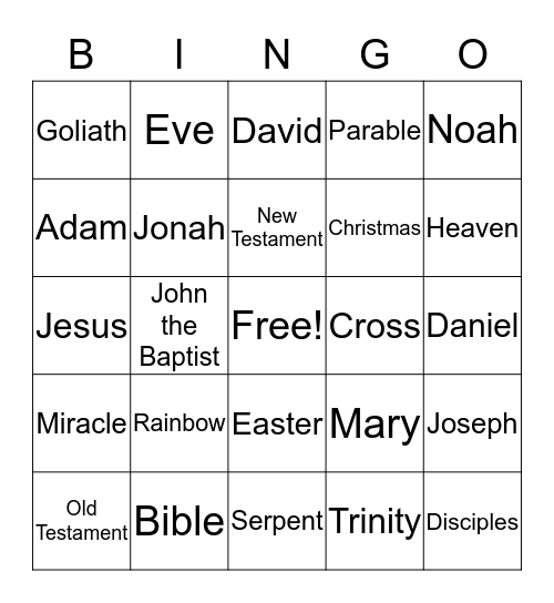 Bible Bingo Card