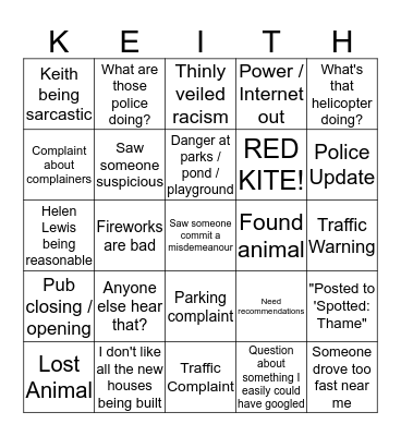 Haddenham.net BINGO Card