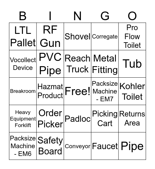 DC Bingo Card