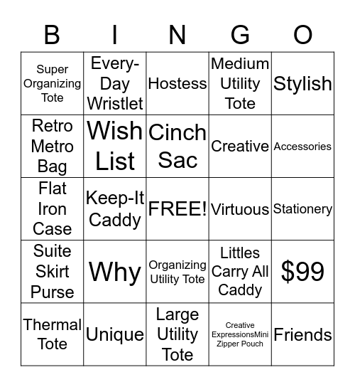 Thirty-One BINGO Card