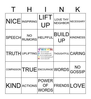 MY SPEECH IS IMPORTANT TO GOD Bingo Card