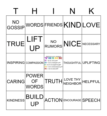 MY SPEECH IS IMPORTANT TO GOD Bingo Card