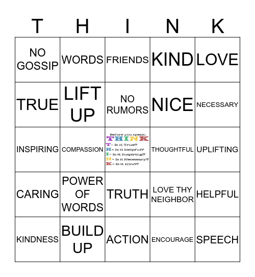 MY SPEECH IS IMPORTANT TO GOD Bingo Card