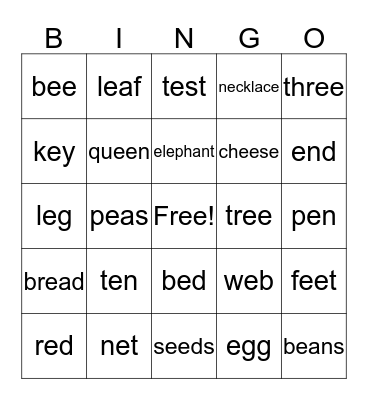E Bingo Card